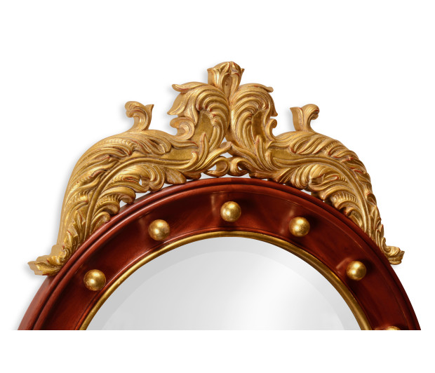 Mahogany & gilt round convex eglomise mirror (Medium)