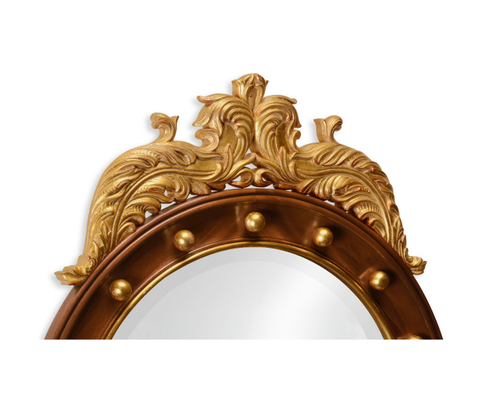 Mahogany &Amp; Gilt Round Convex Eglomise Mirror (Medium)