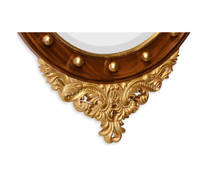 Mahogany &Amp; Gilt Round Convex Eglomise Mirror (Medium)