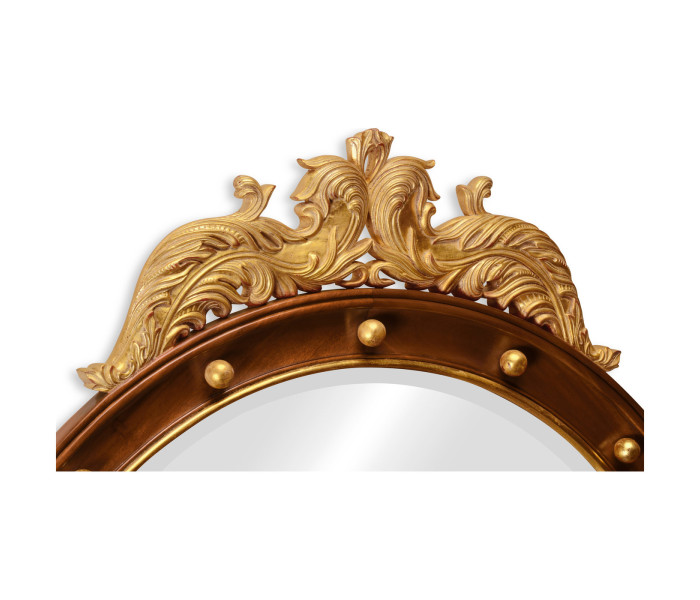 Mahognay &Amp; Gilt Round Convex Eglomise Mirror (Large)