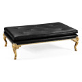 Ocala Large Tarporley Gold Leaf Stool - Black Leather
