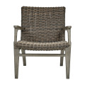 Grey And Rattan  Lounge Chair