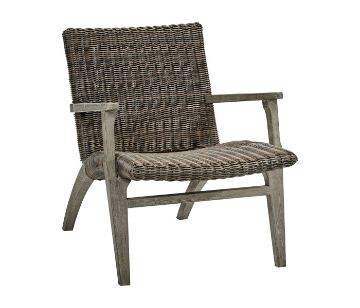 Grey And Rattan  Lounge Chair