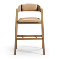 Brass, Wood And Leather Bar Stool