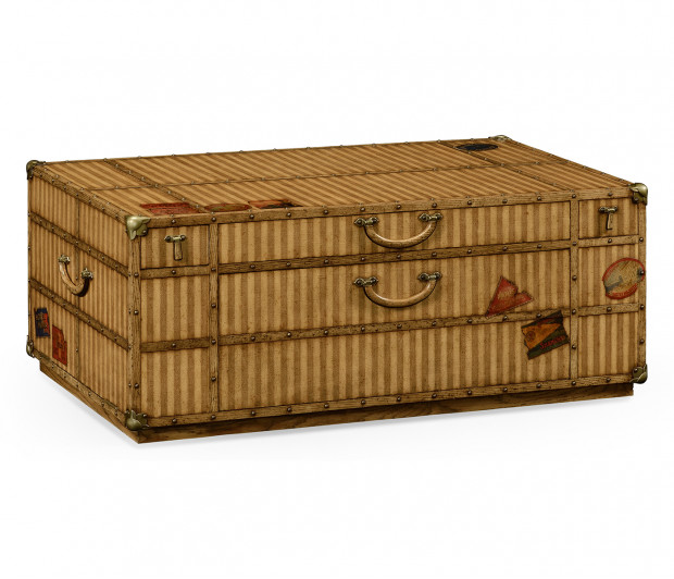 Travel Trunk Style Coffee Table with Storage