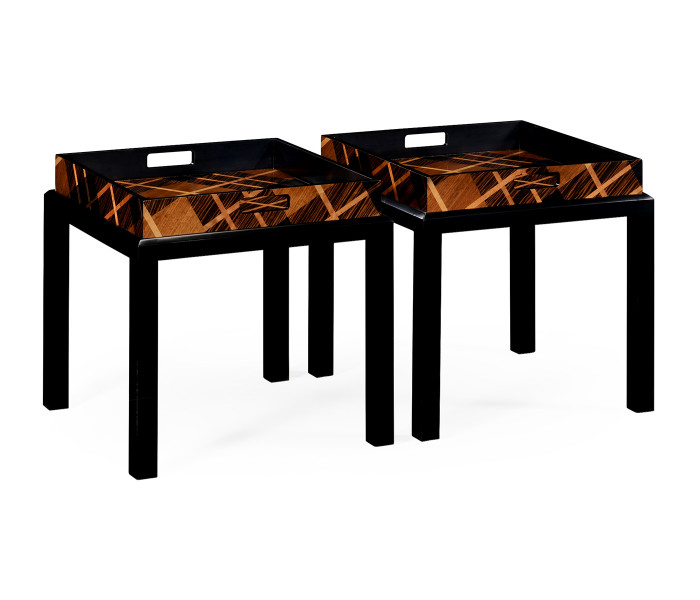 Hand Inlaid Tartan Butler's Tables