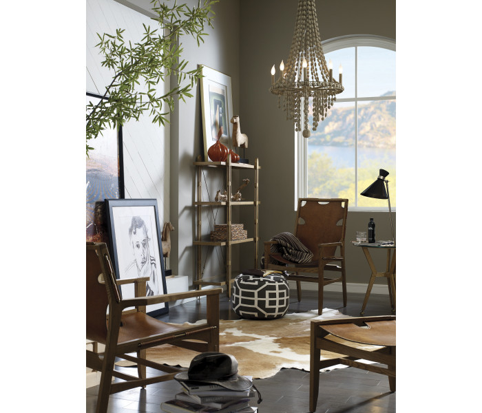 Midcentury Style Slung Medium Antique Chestnut Leather & Light Oak Easy Chair