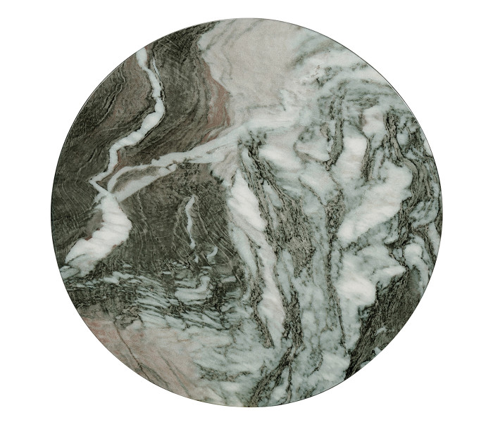 Round Faux Black & Grey Marble Cut-Out Lamp Table