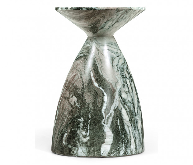 Round Faux Black & Grey Marble Wine Table