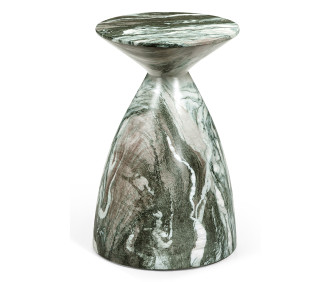 Round Faux Black & Grey Marble Wine Table
