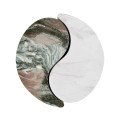 Circular Two-Piece Yin Yang Faux White & Black Marble Drinks Table
