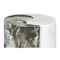 Circular Two-Piece Yin Yang Faux White & Black Marble Drinks Table