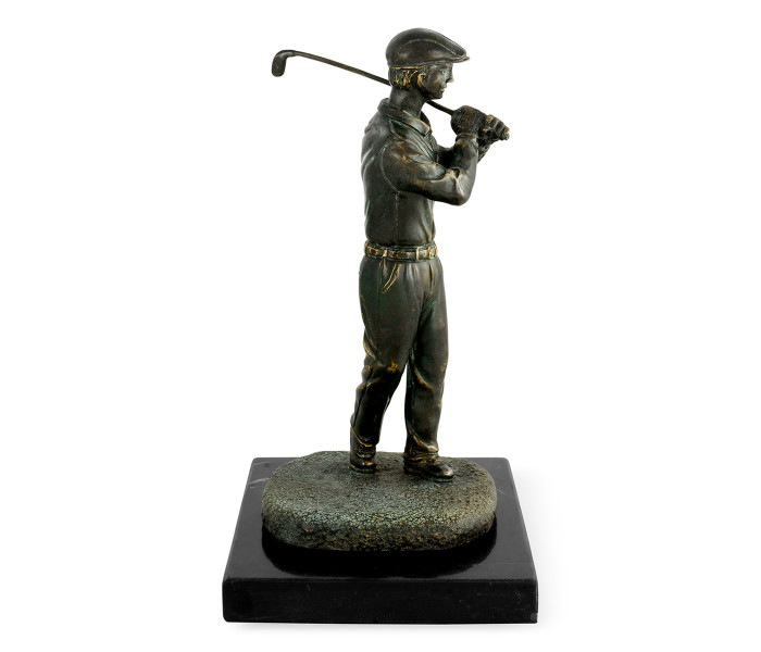 Pair Of Dark Antique Bronze Golfer Bookends