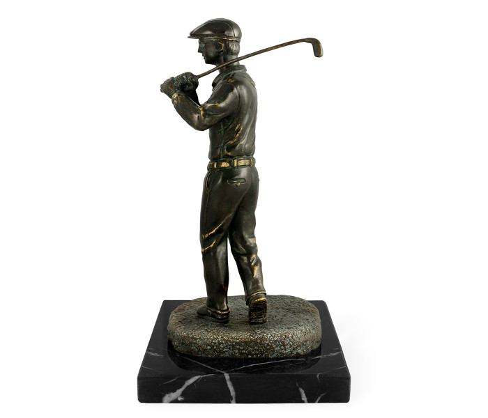 Pair Of Dark Antique Bronze Golfer Bookends