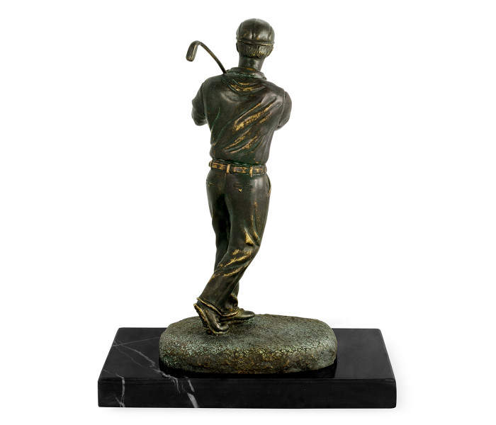 Pair Of Dark Antique Bronze Golfer Bookends
