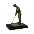 Pair Of Dark Antique Bronze Golfer Bookends