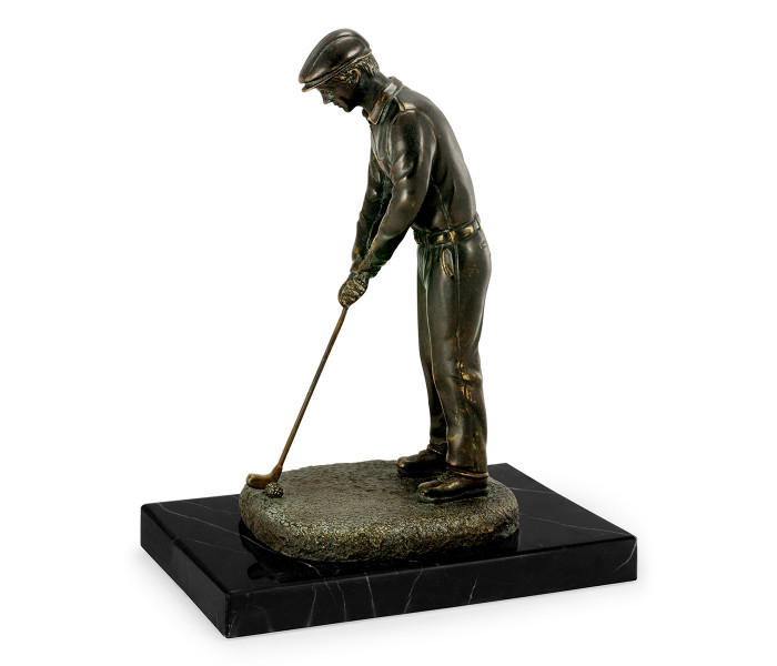 Pair Of Dark Antique Bronze Golfer Bookends