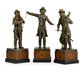 Antique Dark Bronze Monkey Orchestra Set