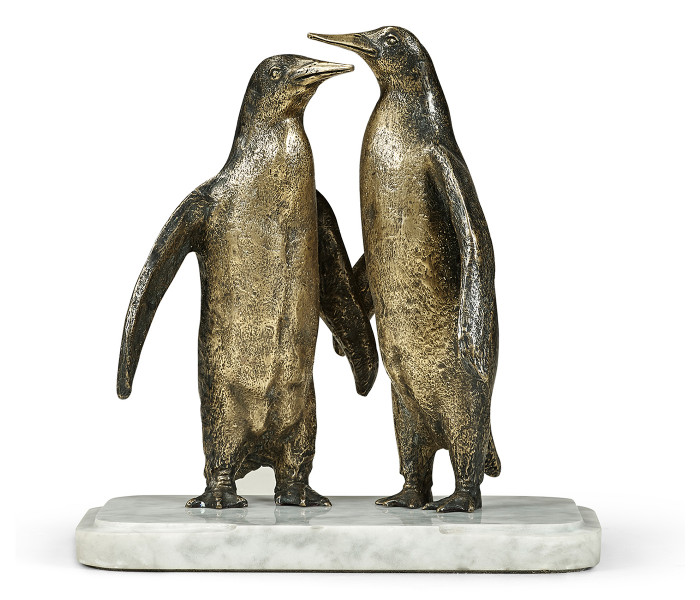 Anitque Dark Bronze Penguins