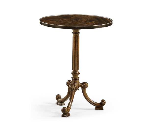 Brown Mahogany Lamp Table With Brass Moulding