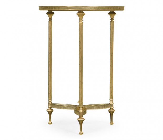 Small Round Dark Santos & Brass End Table