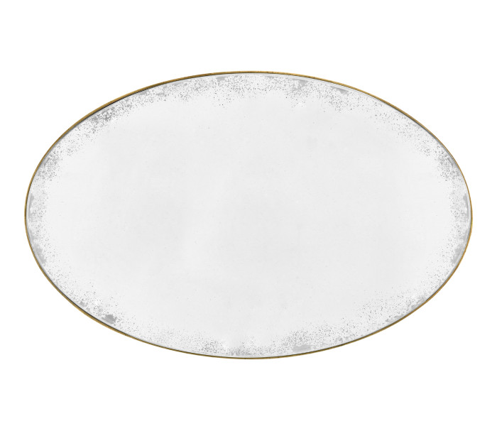 Oval Brass & Dark Santos Lamp Table with Antique Mirror Top