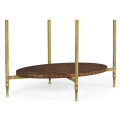 Oval Brass & Dark Santos Lamp Table With Antique Mirror Top