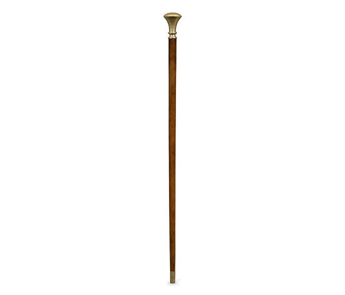 Mahogany Walking Stick with Brass Pommel Topper