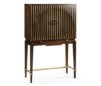 Ebony & Ribbed Antique Satin Brass Drinks Cabinet