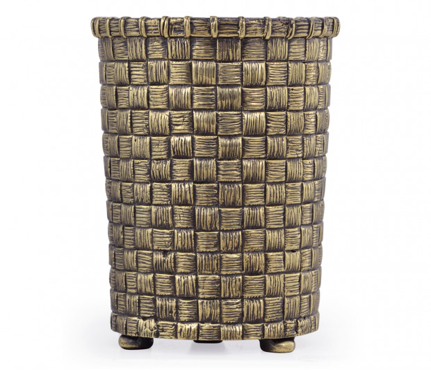Woven Light Antique Brass Pencil Cup