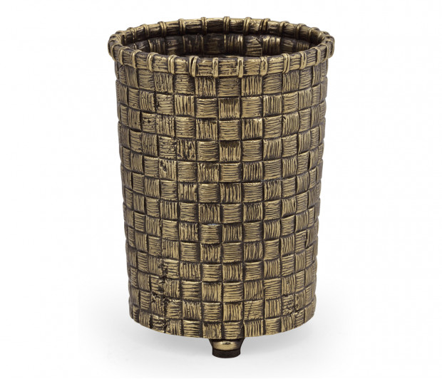Woven Light Antique Brass Pencil Cup