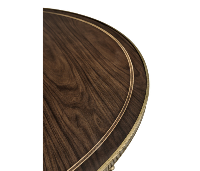 Round Dark Santos & Brass Centre Table With Six Leg Base