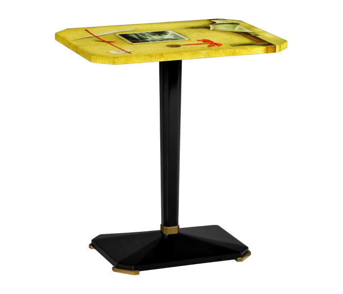 Rectangular Black & Trompe L'Oeil Side Table