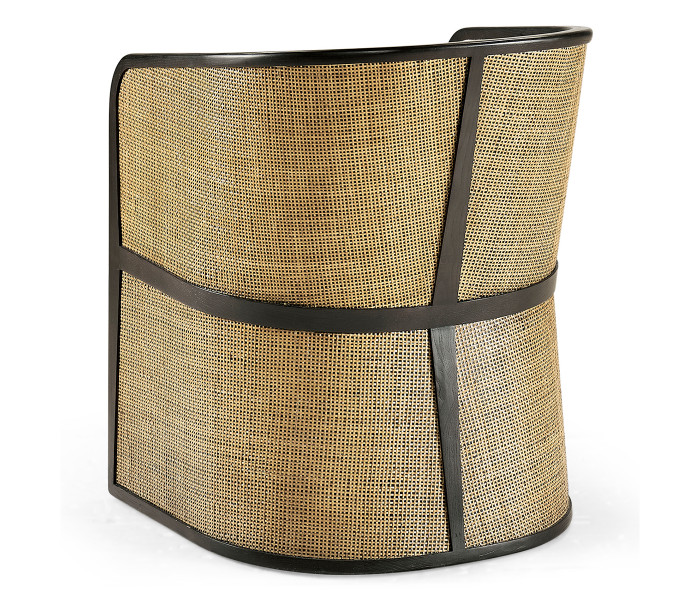 Dark Brown Ash & Woven Rattan Tub Chair