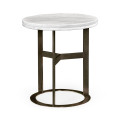 Round Stainless Steel & Faux Calacatta Oro Marble Side Table