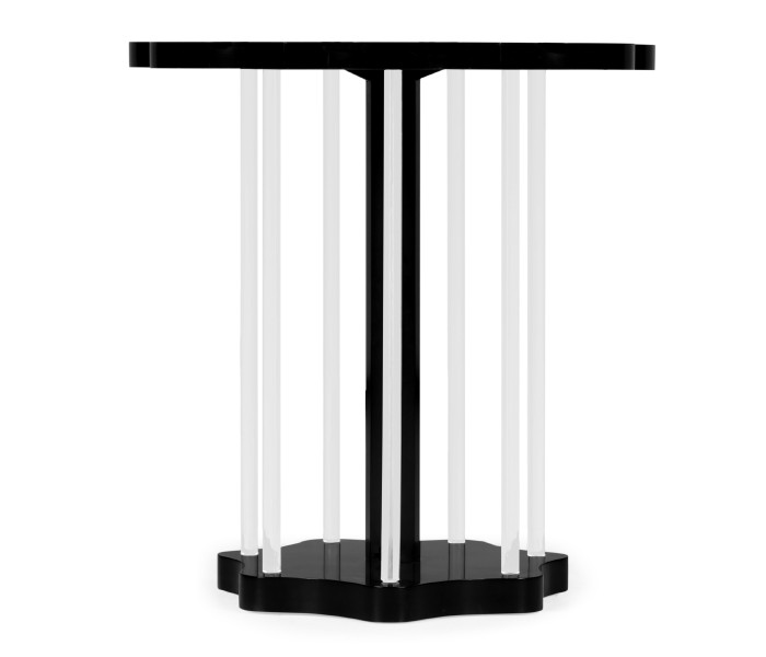 Op Art Floral Bright Satinwood & Acrylic Lamp Table