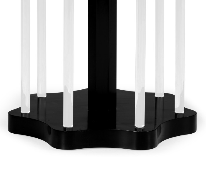 Op Art Floral Bright Satinwood & Acrylic Lamp Table