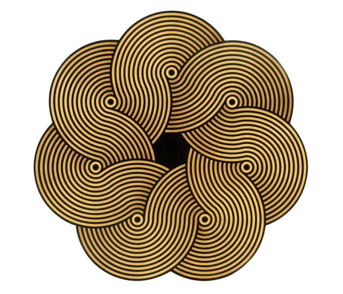 Op Art Floral Bright Satinwood & Acrylic Lamp Table