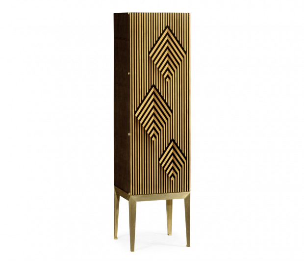 Op Art Diamond Bright Satinwood Left Drinks Cabinet