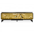 Modern Asian Smoky Black & Gold Entertainment Cabinet