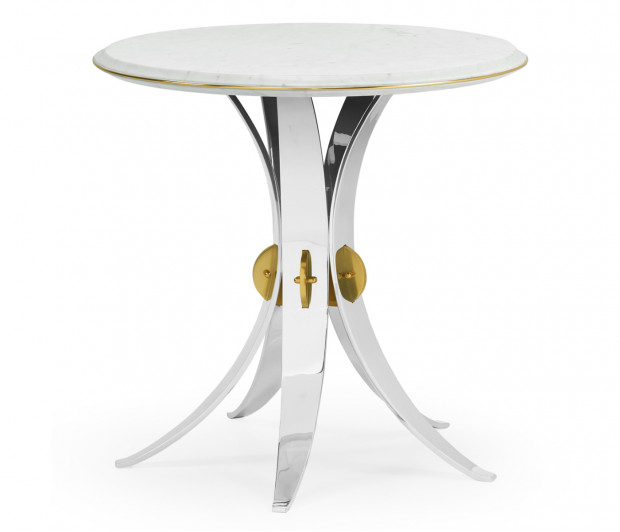 Fusion Round Stainless Steel End Table with Marble Top