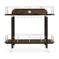 Rectangular Campaign Style Rolling Bar Cart