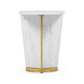 Fusion Medium White Marble & Brass End Table