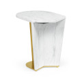 Fusion Medium White Marble & Brass End Table