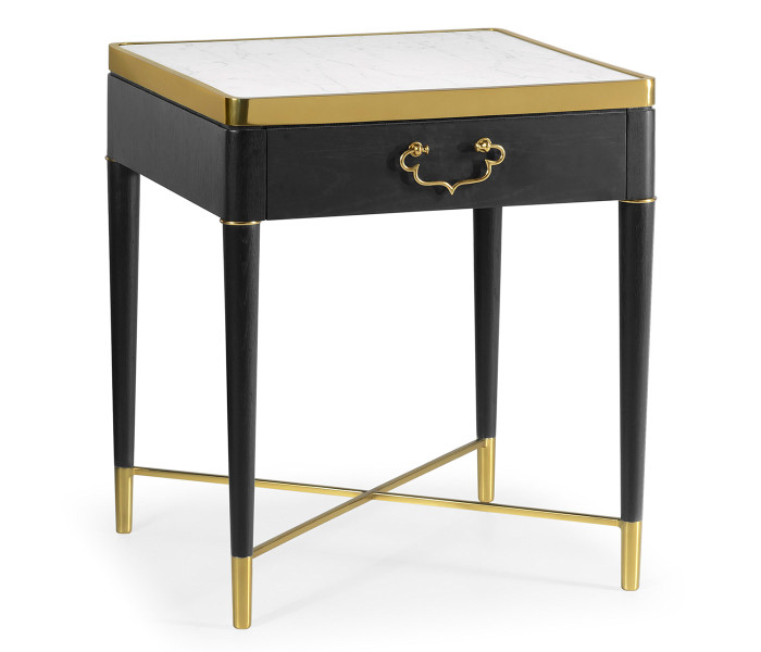 Fusion Square Oak & Marble Lamp Table