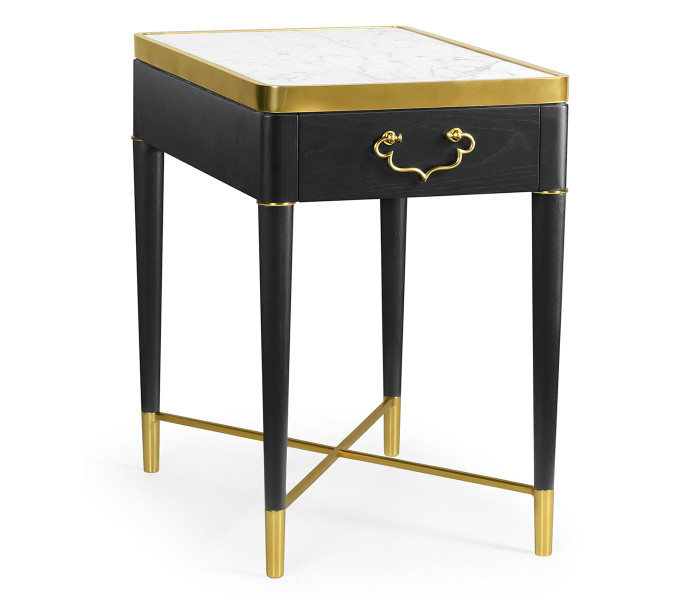 Fusion Rectangular Oak & Marble Side Table