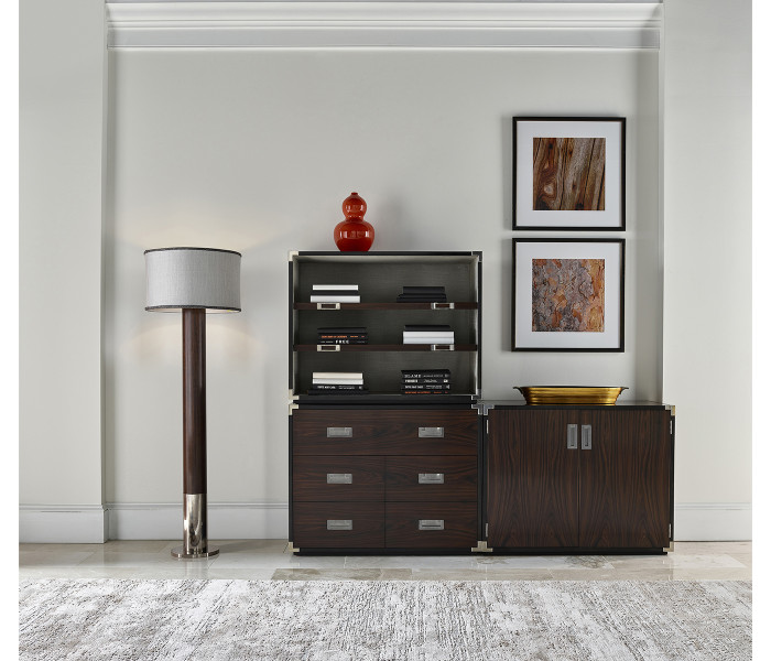 Campaign Style Dark Santos Rosewood Adjustable Storage Cabinet