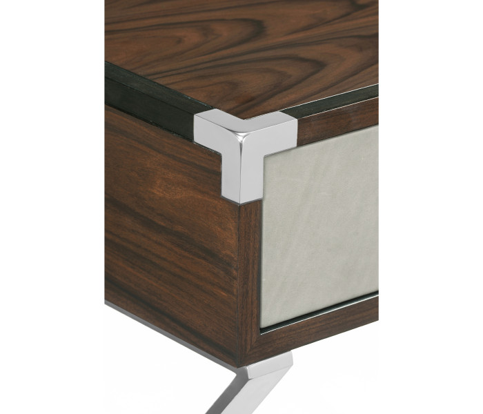 Campaign Style Dark Santos Rosewood Bedside Table with Drawer