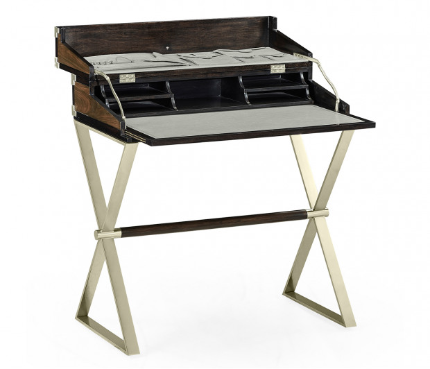 Campaign Style Dark Santos Rosewood Flip-Top Desk