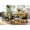 Fusion Rounded Black Gloss & Brass Dining Arm Chair